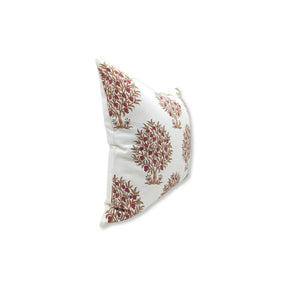 Boho  Handmade  Block Print Design Thick Cotton White Pillow Cover- Anar
