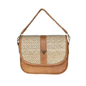 Beige Leather Carriel Bag – Handmade Crossbody & Handbag with Palm Strap Detail, Timeless Leather Purse