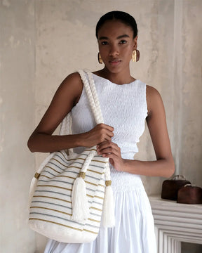 Artisan Wayuu Silver Gold Stripe Tote