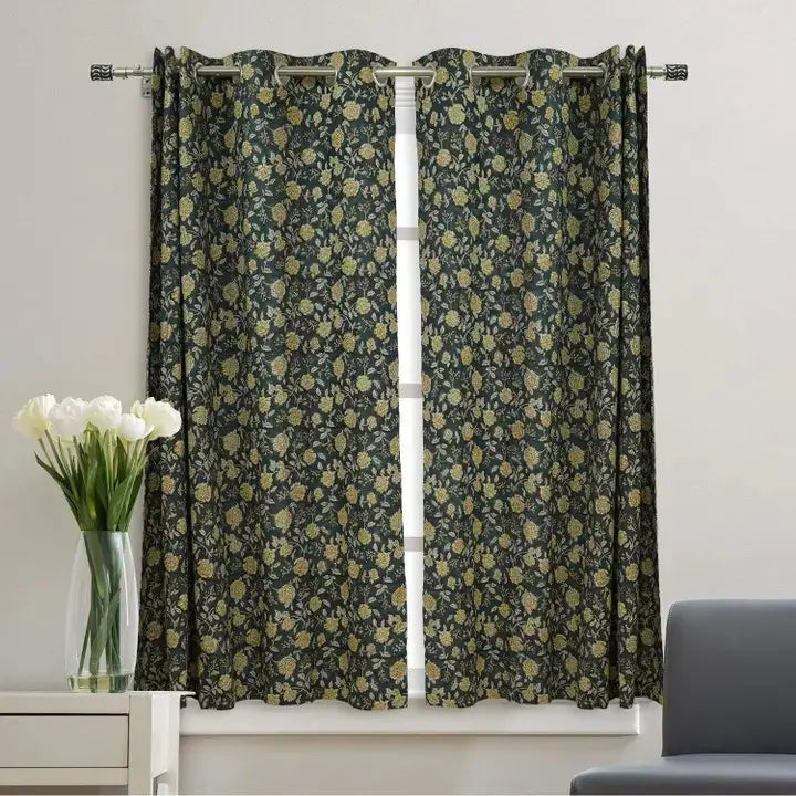 Indian Block Print Pure Linen Curtain - Rameshwaram