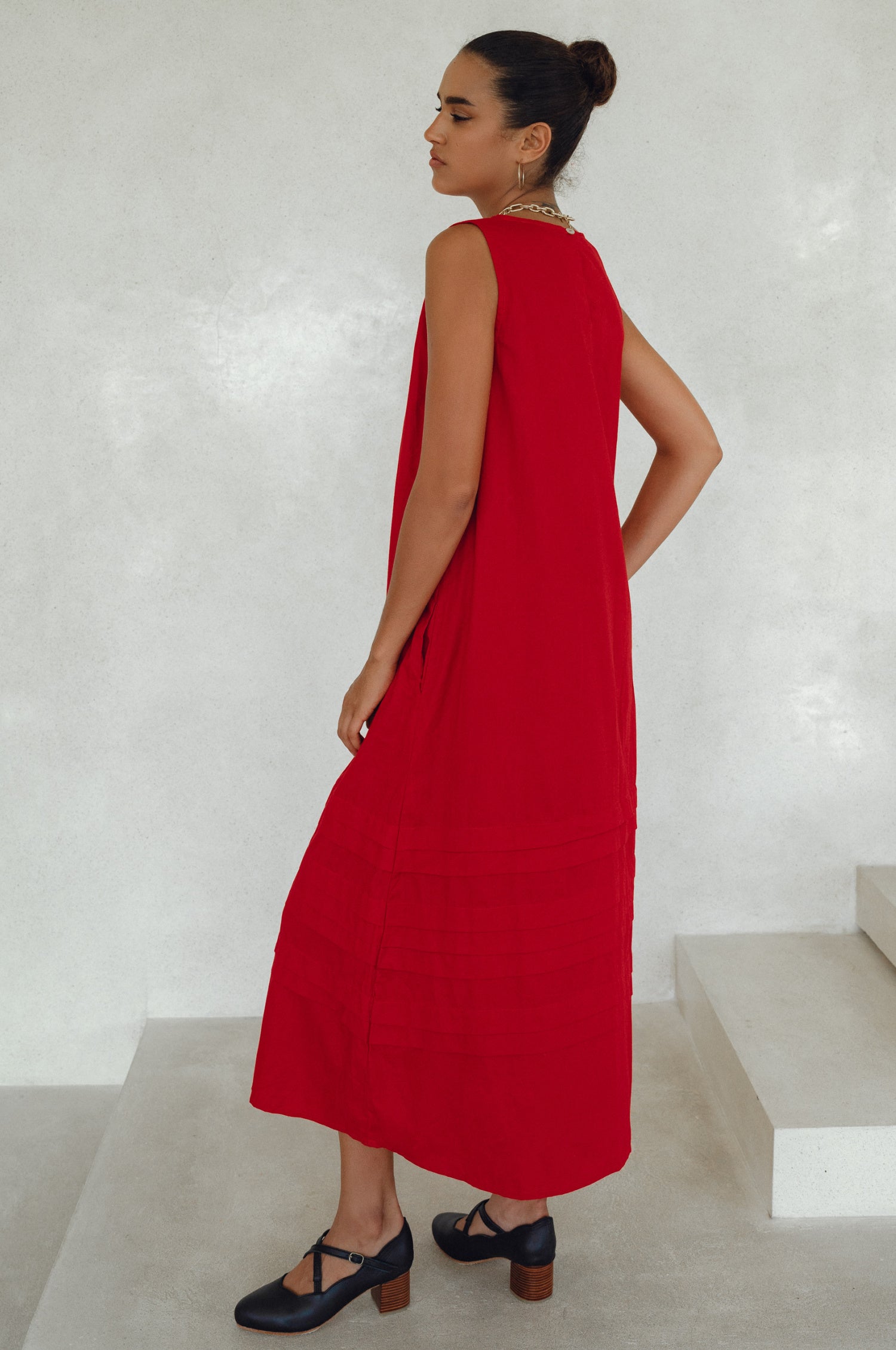 Beloved Cara Slip on Cotton Maxi Dress - Red