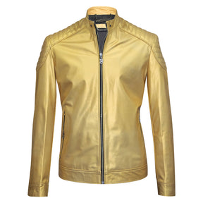 Metallic Leather Jacket in a Timeless Classic Cut