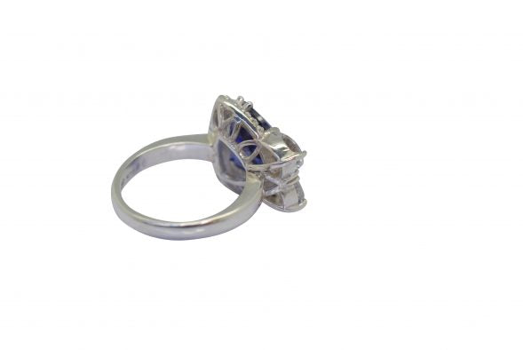 Tanzanite Blue Trillion Cut Ring