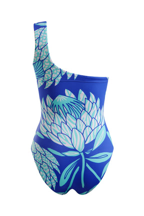 One Shoulder Swimsuit Blue Protea