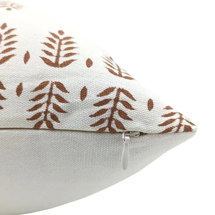 Bohemian Hand Crafted Block Printed Thick Cotton White Pillow Cover - Darpan