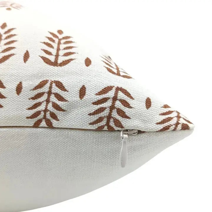 Bohemian Hand Crafted Block Printed Thick Cotton White Pillow Cover - Darpan