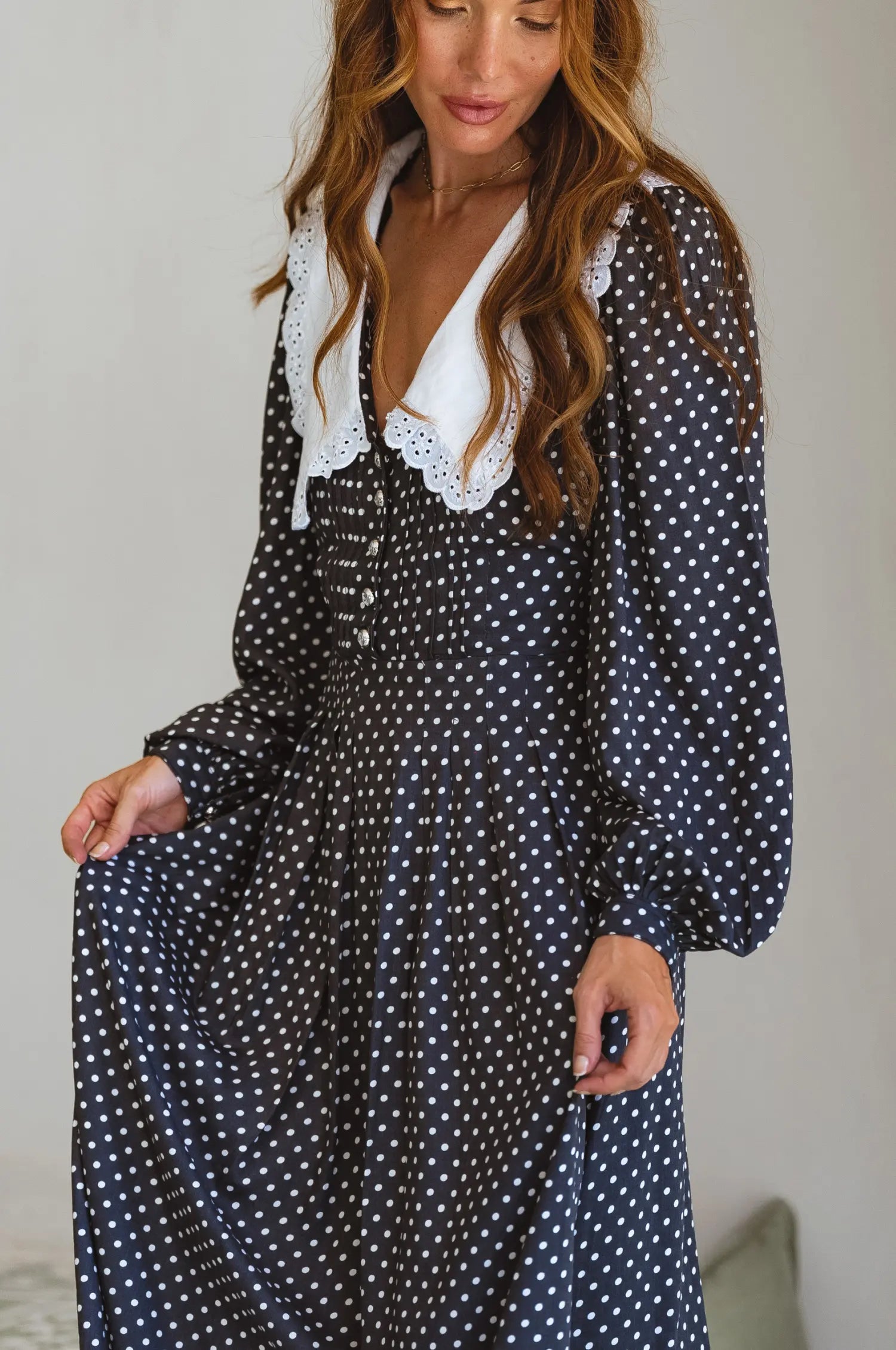 L / Grey Polka Dot