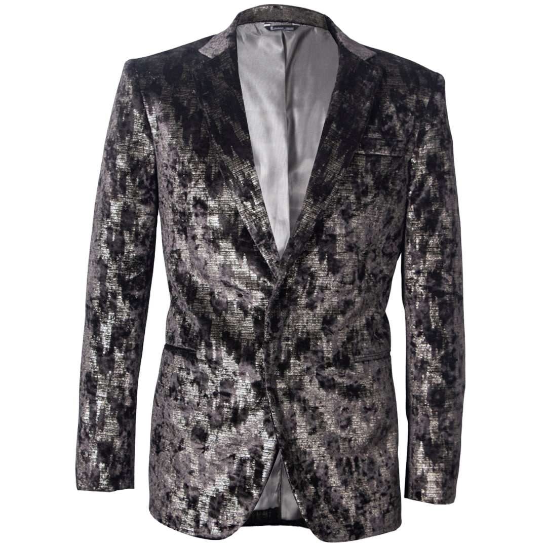 Silver print velvet blazer