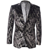 Silver print velvet blazer