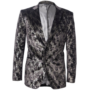 Silver print velvet blazer