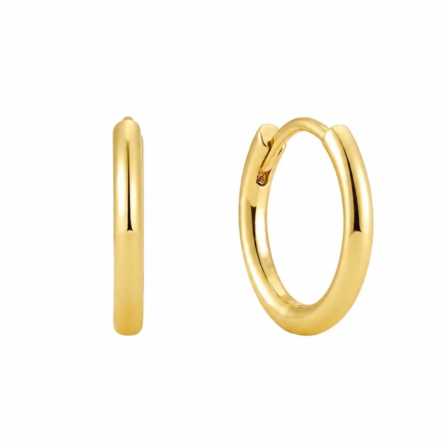 Gold Eight Mm Huggie Hoop Earring