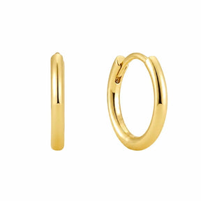 Gold Eight Mm Huggie Hoop Earring