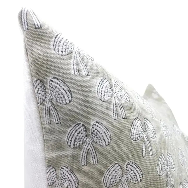 Bohemian Hand Block Printed Thick Cotton White Cushion Cover - Mashroom