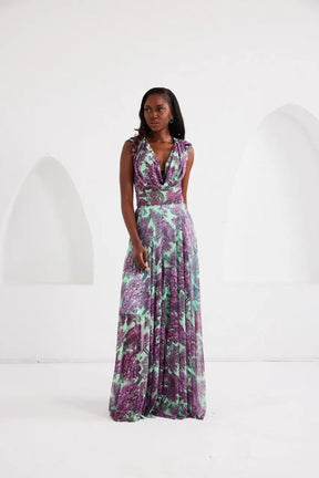 Two-Piece Palazzo Set – Afterlight Safari- Green-Pink