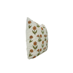 Floral Hand Block Print Boho Viscose Linen Pillow Cover- Kirti