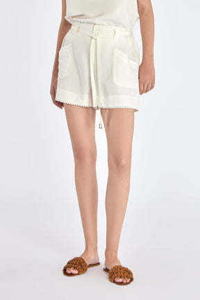 Lira Linen Blend Shorts | Off White