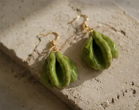 Aros Lire Green Ceramic Earrings