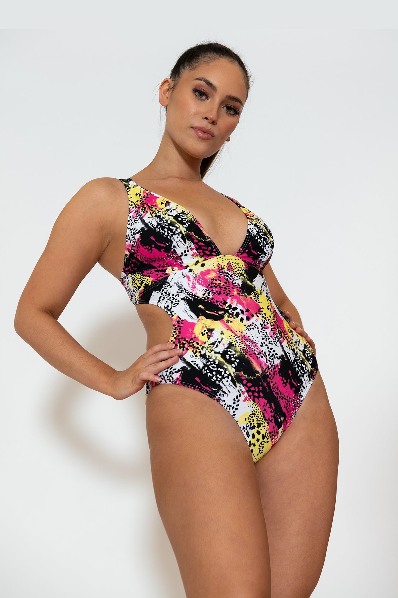 Curvy Kate Sea Leopard Plunge Swimsuit Print Mix
