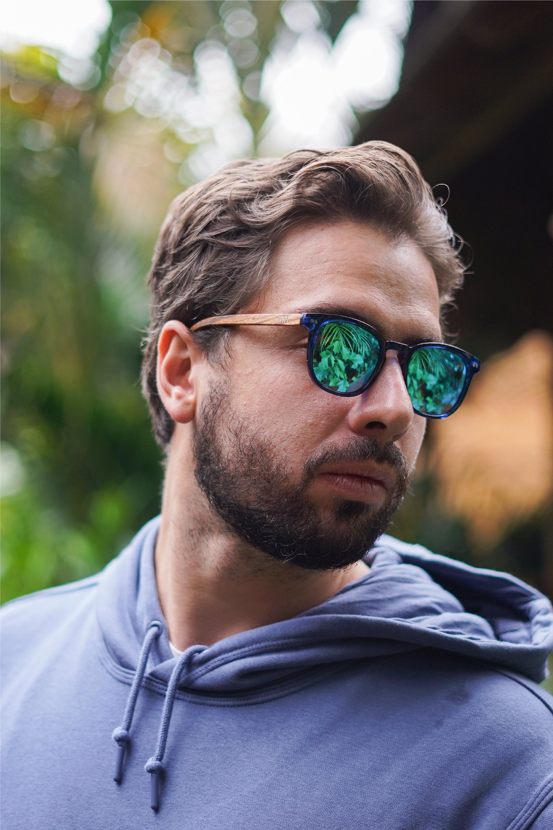 Deep Blue Wooden Sunglasses - INTI