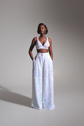 LIZA Sequin Bra Top in PEARL