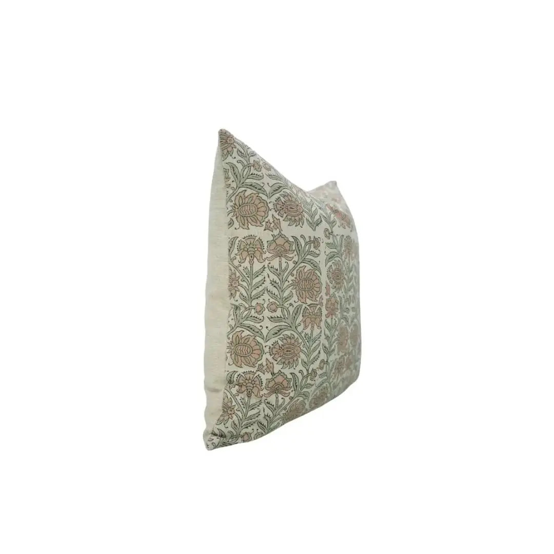 Classic Block Print Linen Blend Cushion Cover - Jaipuri Jaal