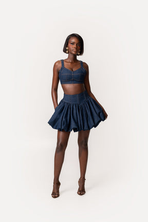 Denim Pinstripe SERENA Crop Top