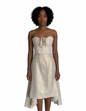 Luxe Linen Metallic Top & Skirt Set