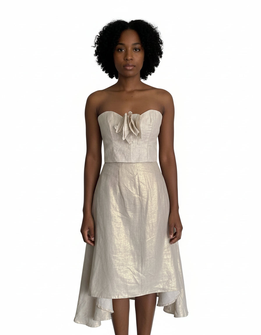 Luxe Linen Metallic Top & Skirt Set