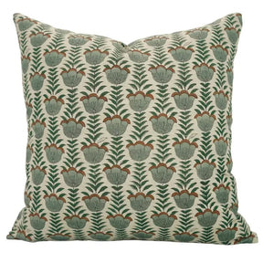 Decorative Block Print Linen Blend Pillow Cover - Lotus