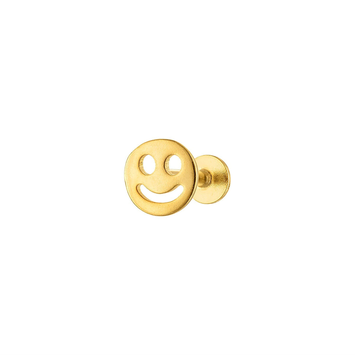 Happy Face Gold Flatback Earring Stud
