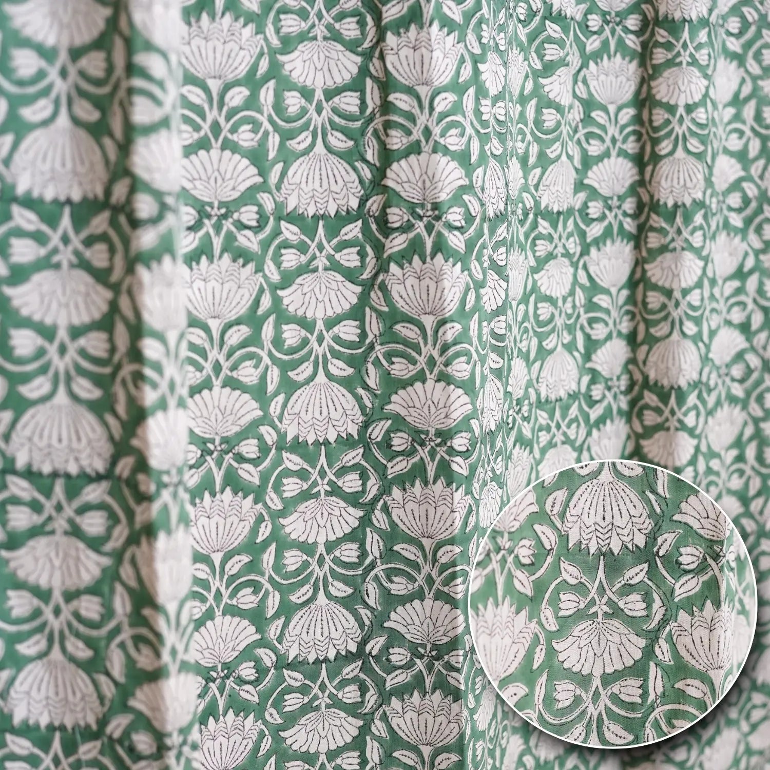 Indian  Block Print Viscose Colored Linen Curtain-ulta Kamal