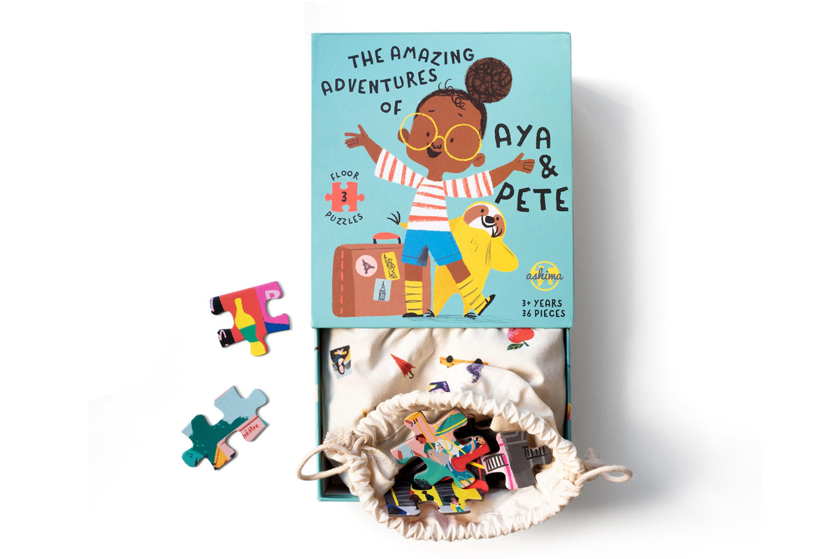 Aya & Pete 3-City Jigsaw Puzzle Set