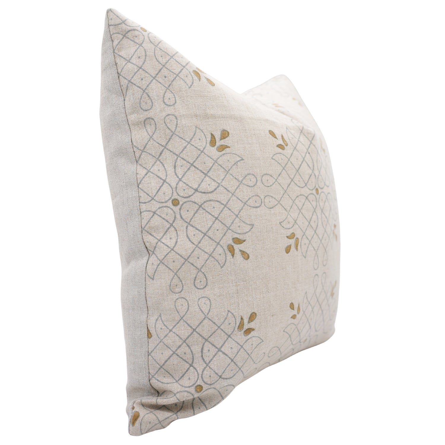 Hand Block Print Pure Linen Pillow Cover - Alpana
