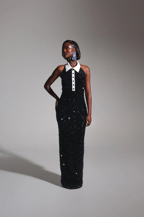 Ria Halter Sequin Maxi Dress