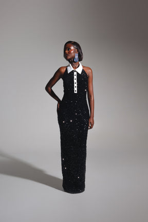 RIA Halter Sequin Maxi Dress
