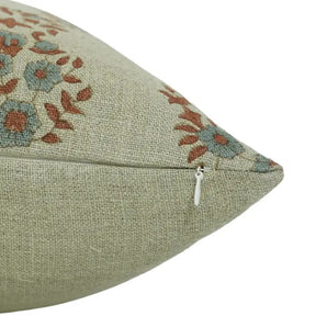 Floral Meadow Hand Block Pillow case Thick Linen - Anarkali