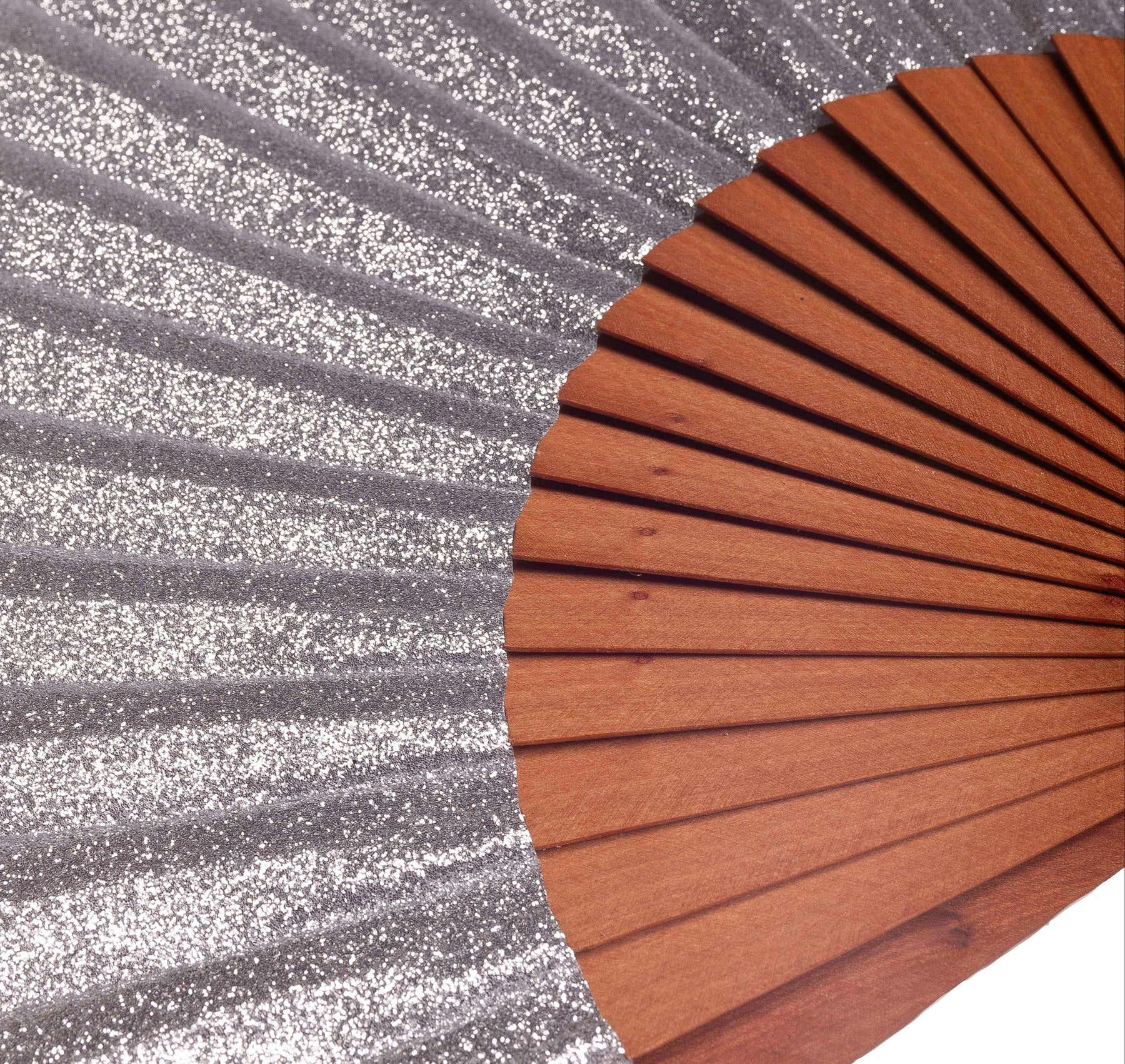 Auryana 9 inch Silver Glitter Folding Hand Fan