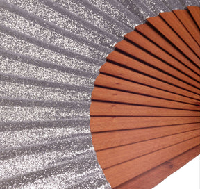 Auryana 9 inch Silver Glitter Folding Hand Fan