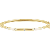 1/4 CT Natural Diamond Bangle 6" Bracelet in 14K Gold