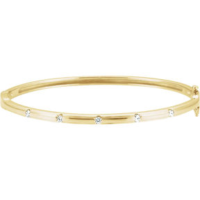 1/4 CT Natural Diamond Bangle 6" Bracelet in 14K Gold