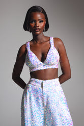 LIZA Sequin Bra Top in PEARL