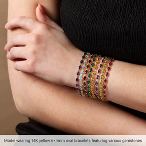 Lab-Grown Emerald Line Bracelet in 14K Gold