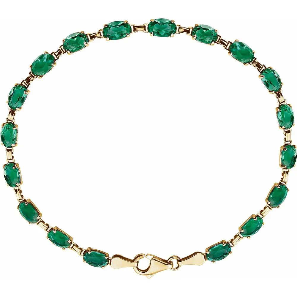 Lab-Grown Emerald Line Bracelet in 14K Gold