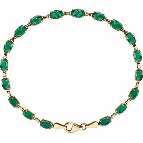 Lab-Grown Emerald Line Bracelet in 14K Gold