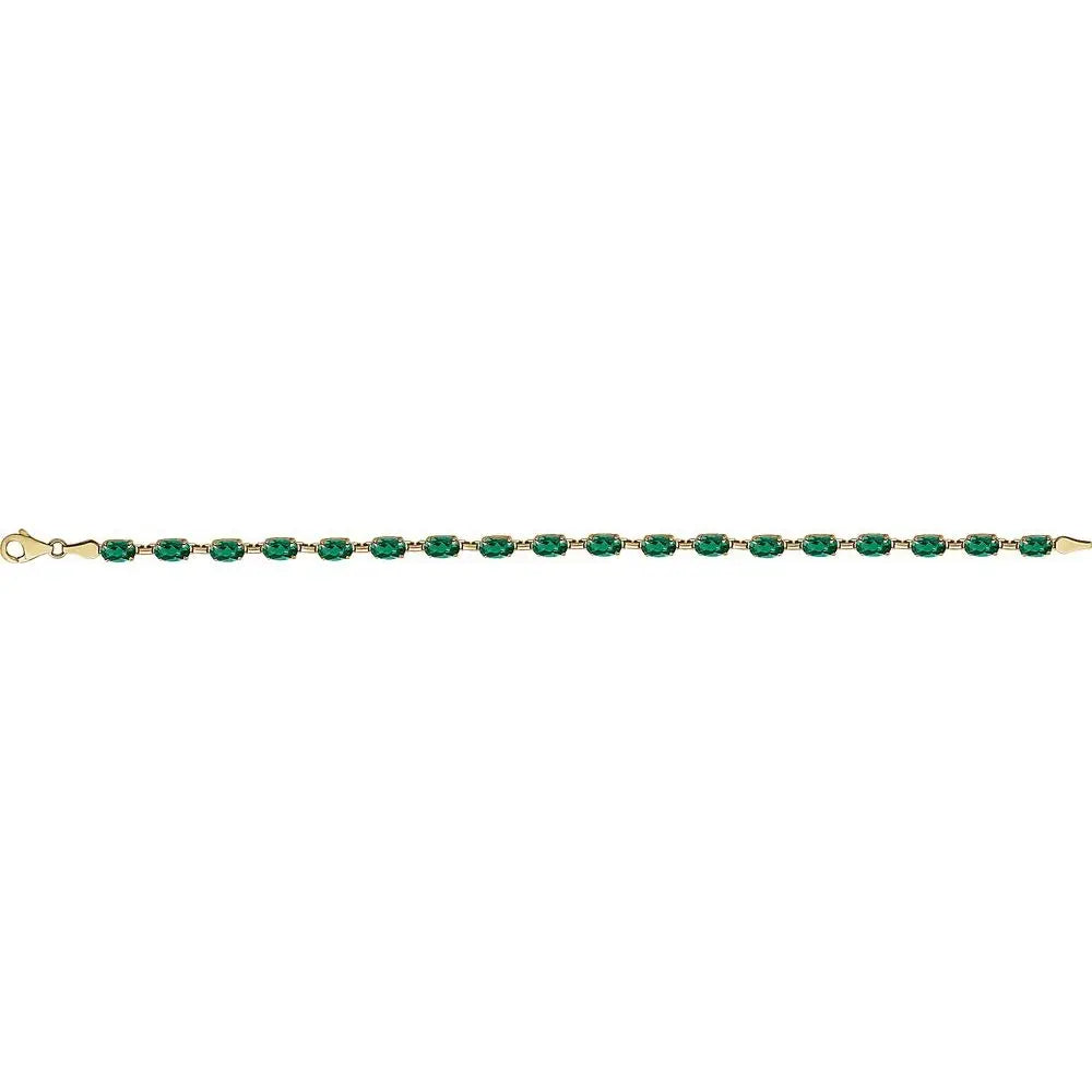 Lab-Grown Emerald Line Bracelet in 14K Gold