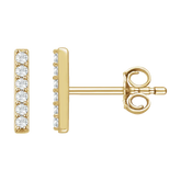1/10 CT Natural Diamond Stud Bar Earrings in 14K Gold