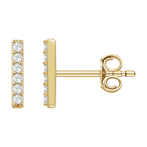1/10 CT Natural Diamond Stud Bar Earrings in 14K Gold