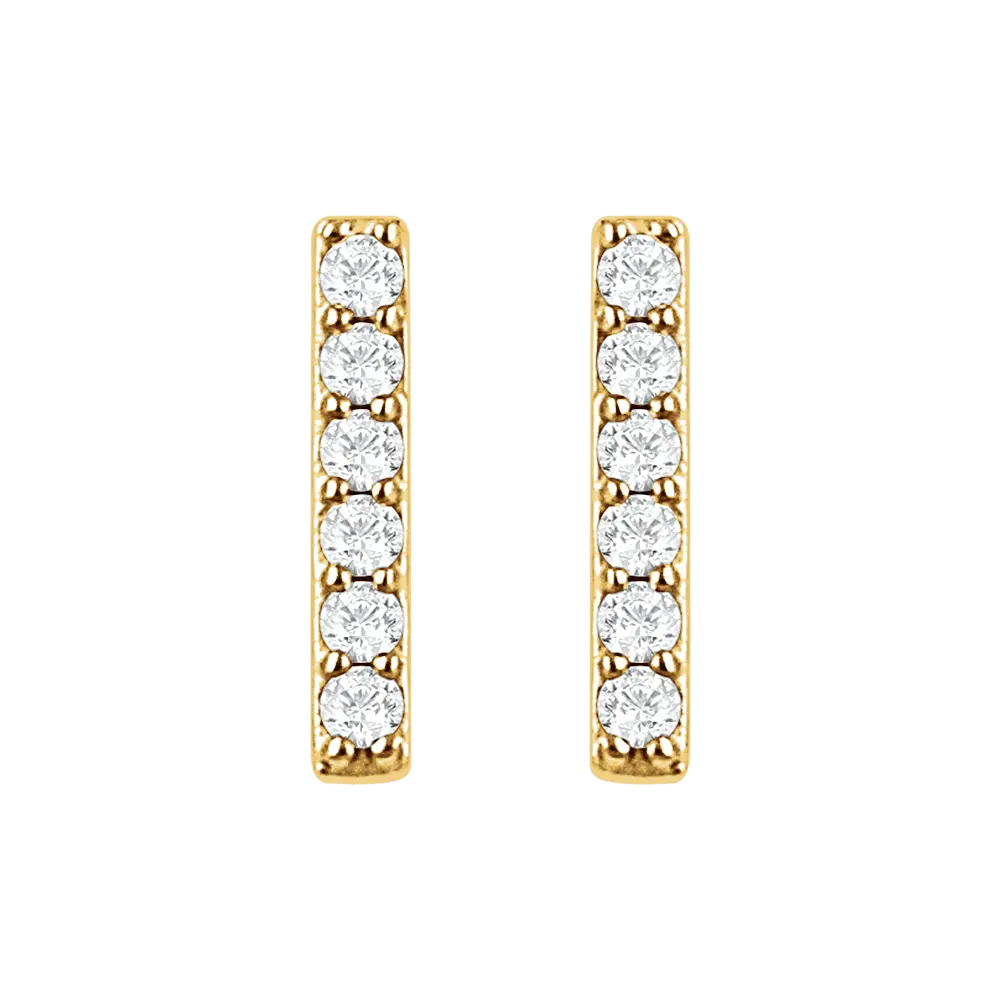 1/10 CT Natural Diamond Stud Bar Earrings in 14K Gold