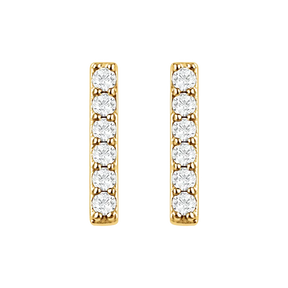 1/10 CT Natural Diamond Stud Bar Earrings in 14K Gold