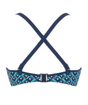 Curvy Kate Wanderlust Bandeau Bikini Top Blue Mix